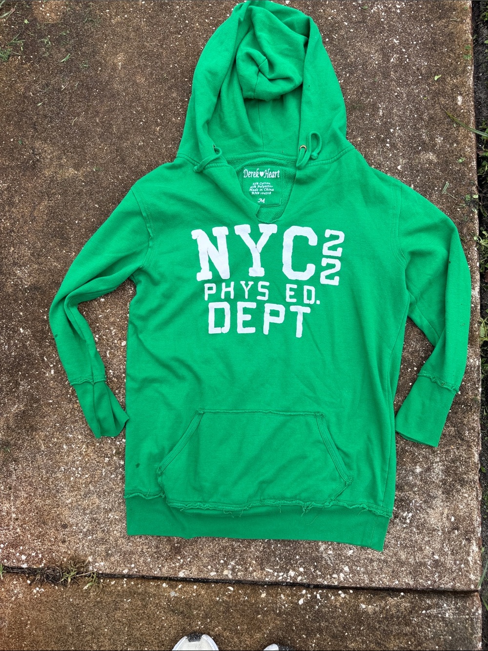 Derek Heart Green NYC Phys Ed Dept Hoodie. Size M